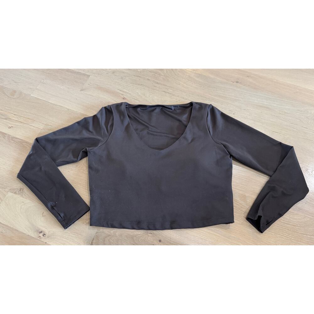 Gilly Hicks recharge cropped long sleeve v-neck top brown women’s size XL